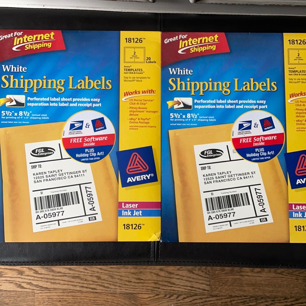 Shipping labels (both included)